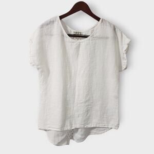 Terzo‎ Millennio 100% Linen White Crochet Tunic Top Small High-lo Italy